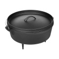 3 Legged Pre-Seasoned Cast Iron Camping Flanged lid Deep Dutch Oven, 6 Quart